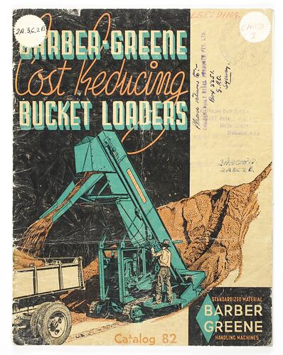 Front cover with illustration and printed text.