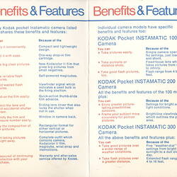Sales Guide - Kodak Australasia Pty Ltd, Benefits and Features of Kodak Pocket Instamatic Cameras 100, 200 & 300 Models, 1973