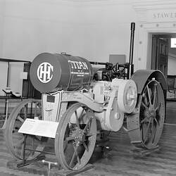 1915 Titan tractor (ST 26697) on display in South Rotunda, Science Museum, Melbourne, October 1971