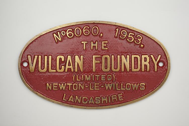 Locomotive Builders Plate - Vulcan Foundry, 1953