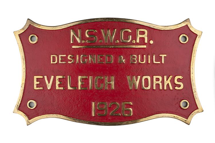 Locomotive Builders Plate - NSW Government Railways, 1926