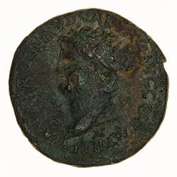 Coin - Dupondius, Emperor Nero, Ancient Roman Empire, 66-68 AD - Obverse
