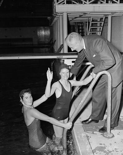 Victorian Amateur Swimming Association, Two Women in a Pool, Melbourne, Victoria, Mar 1959