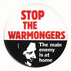 Badge - Stop the Warmongers - Obverse