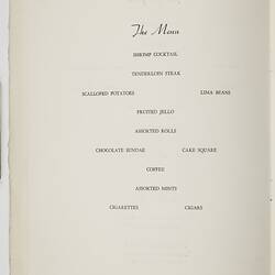 Page from programme - Eastman Kodak Company, 'Anniversary Dinner', Rochester, USA, 27 Sep 1951