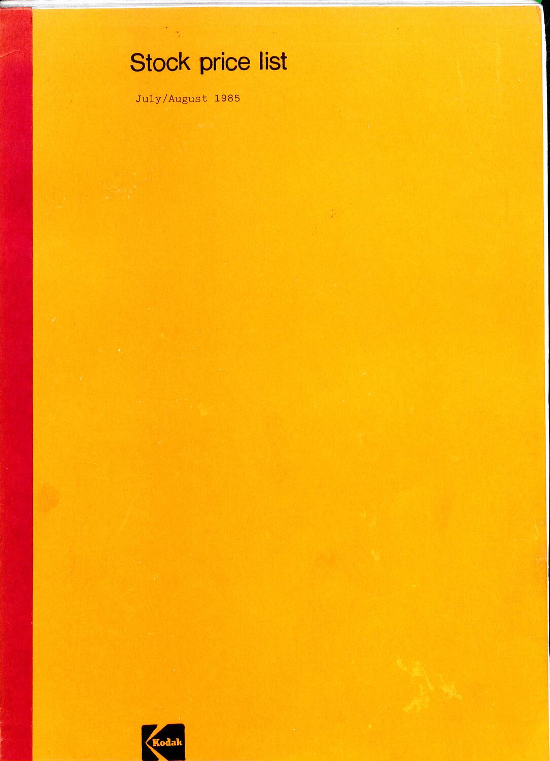 Price List Kodak Ltd, Photographic Supplies, London, England, JulAug