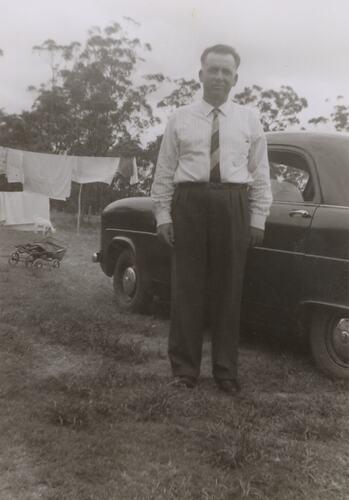Ishak Imamovic With His Car, Brisbane 1950