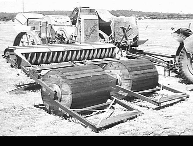 N0 6 HEADER BEING PREPARED FOR HARVESTING CLOVER, W.A.: DEC 1948