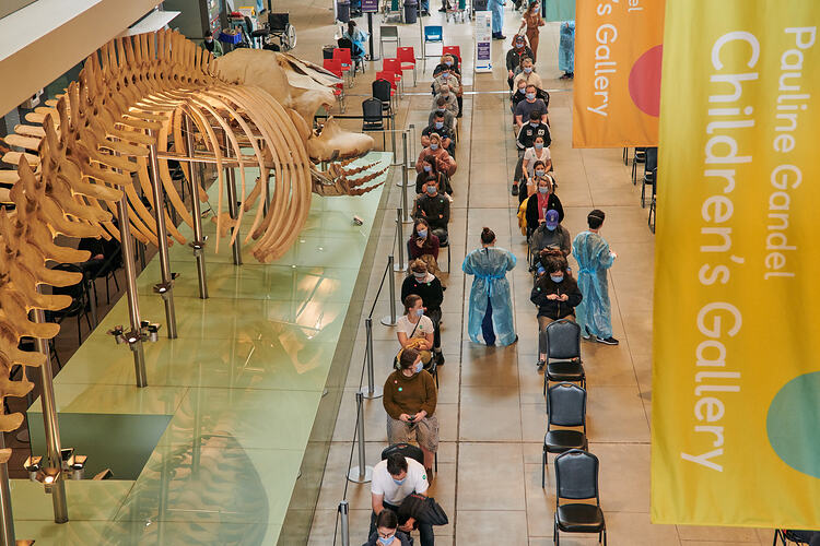 Post Vaccination Waiting Area, St Vincent's Vaccination Hub, Melbourne Museum, 23 Sep 2021