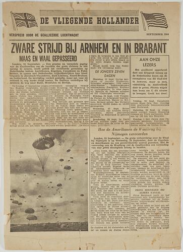 Newspaper Page - 'De Vliegende Hollander' ('The Flying Dutchman'), The Netherlands, Sep 1944