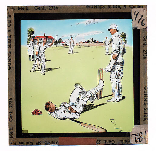 Lantern Slide - Universal Opportunity League, Men Playing Cricket