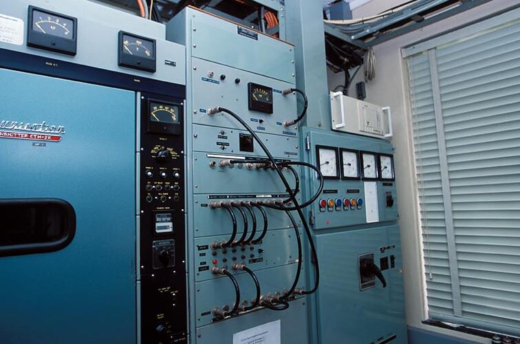 CTM-2K transmitter, patch panel and 415 volt mains distribution panel.. Melbourne Coastal Radio Station, Cape Schanck, Victoria