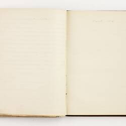 Open book with off white ruled pages.