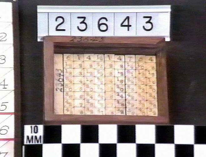 Set of rods in wooden box.