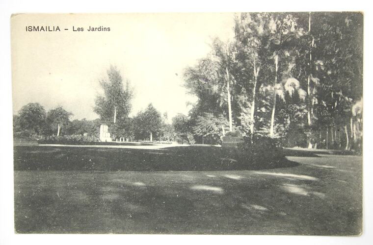 Postcard - 'Les Jardins', Ismailia, Egypt, World War I, 1914-1918