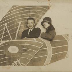 Digital Photograph - Man & Woman in  'Electric Studio' Airplane Photo Booth, Luna Park, St Kilda, circa 1930