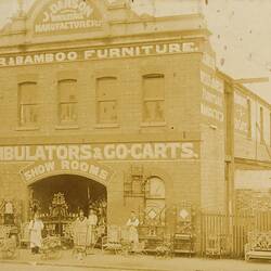 Digital Photograph - Staff outside J Danson Wicker & Bamboo Furniture Factory, Melbourne, circa 1900