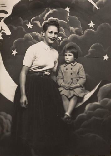 Digital Photograph - Mother & Daughter at 'Moon' Photo Booth, Luna Park, St Kilda, 1953