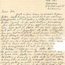 Page - Letter, Father to Aircraftman Royce Phillips, Personal, 31 Dec 1941