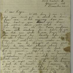 Letter - Auntie Lil to Aircraftman Royce Phillips, Personal, 28 Dec 1941