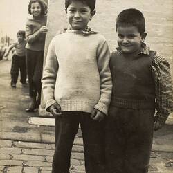 Two Boys on Cobbled Street, Fitzroy, circa 1962