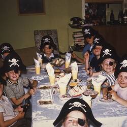 'Pirate Party', Boy's Sixth Birthday, Dining Room, Nunawading, 1961