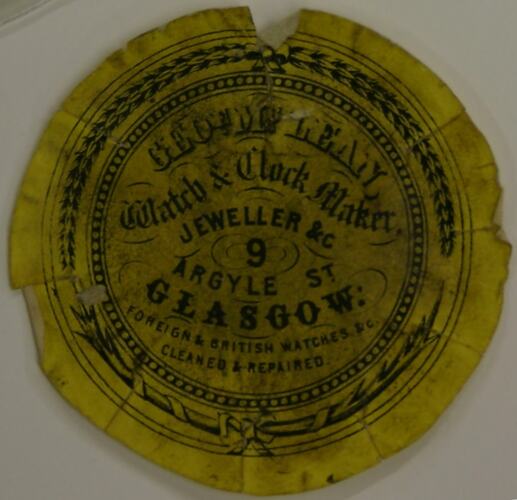 Watch Paper - George McLean, Glasgow, circa 1850