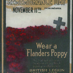 Glass Advertising Slide - 'Remembrance Day, Wear a Flanders Poppy', 1918 or later