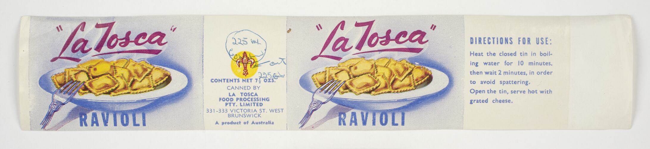 Food Label - La Tosca Ravioli, 1970s
