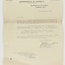 Letter - TH Garrett to Dr W Maloney, 9 Jan 1940