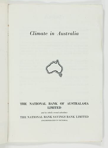 Booklet - Climate in Australia, 1961