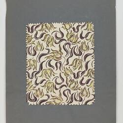 Artwork - Design for Textiles, Flowers & Leaves, Green & Brown, circa 1950s