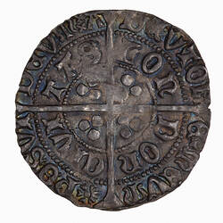 Coin, round, long cross pattee divides legend, three pellets in each angle; text around.