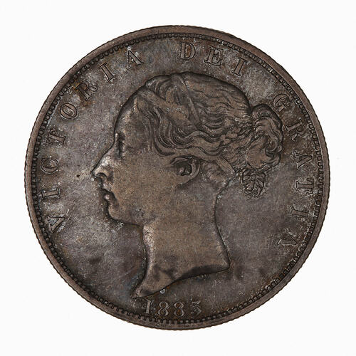 Coin - Halfcrown, Queen Victoria, Great Britain, 1885 (Obverse)