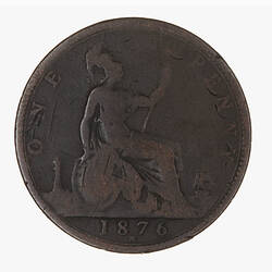 Coin - Penny, Queen Victoria, Great Britain, 1876 (Reverse)