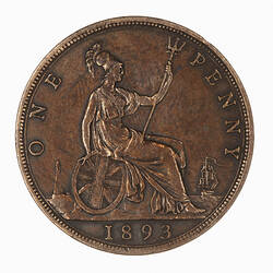 Coin - Penny, Queen Victoria, Great Britain, 1893 (Reverse)
