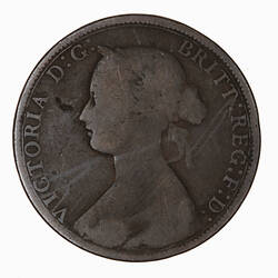 Coin - Halfpenny, Queen Victoria, Great Britain, 1871 (Obverse)