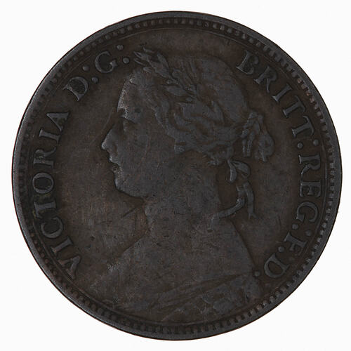 Coin - Farthing, Queen Victoria, Great Britain, 1878 (Obverse)