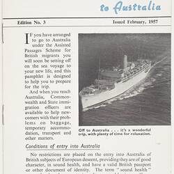 Cover of Booklet - "Facts About Your Voyage to Australia"