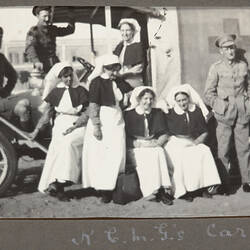 Digital Image - World War I, Group Portrait of Nurses & Soldiers, Egypt, 1915-1917