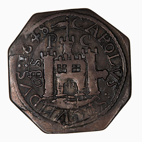 Coin - Shilling, Charles II, Pontefract Seige, Great Britain, 1648 (Reverse)