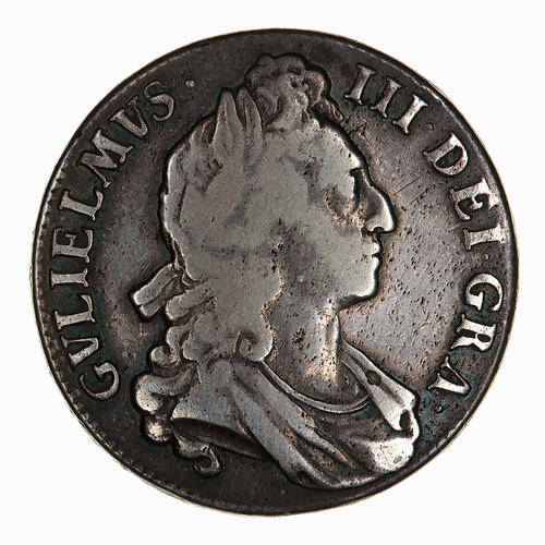 Coin - Crown 5 Shillings, William III, Great Britain, 1695 (Obverse)