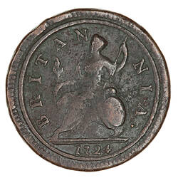 Coin - Halfpenny, George I, Great Britain, 1724 (Reverse)