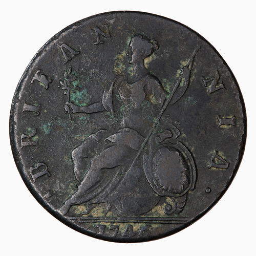 Coin - Halfpenny, George II, Great Britain, 1746 (Reverse)