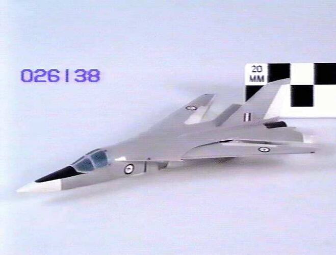 Model RAAF F-111 military aeroplane.
