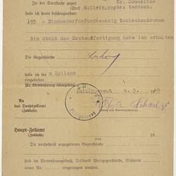 Notice - Customs Confiscation, German, 6 May 1949