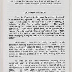 Booklet - J.C.A. Dique & Chas Pinwill (ed), 'Immigration: The Silent Invasion', Australian League of Rights, 1979