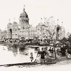 Print - Sketch of the Exhibition Building, Melbourne, 1880-1881