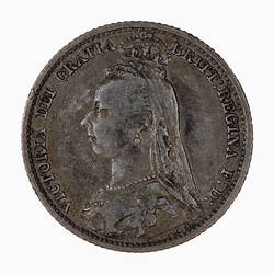 Coin - Sixpence, Queen Victoria, Great Britain, 1890 (Obverse)