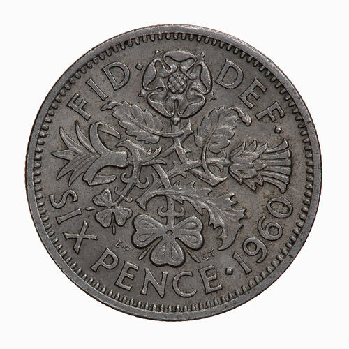 Coin - Sixpence, Elizabeth II, Great Britain, 1960 (Reverse)